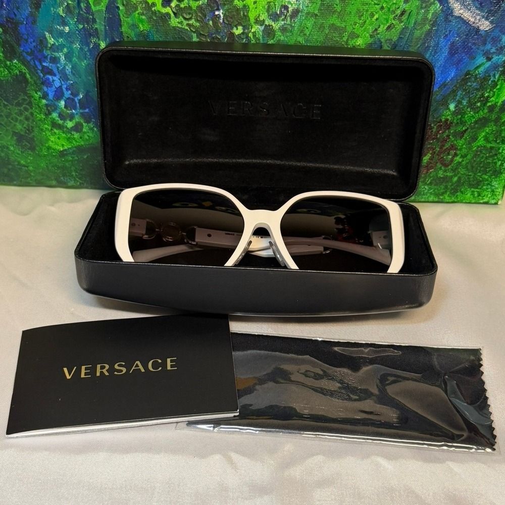 Versace VE 4405 White Medusa Biggie Square Sunglasses New w/COA - Picture 1 of 6